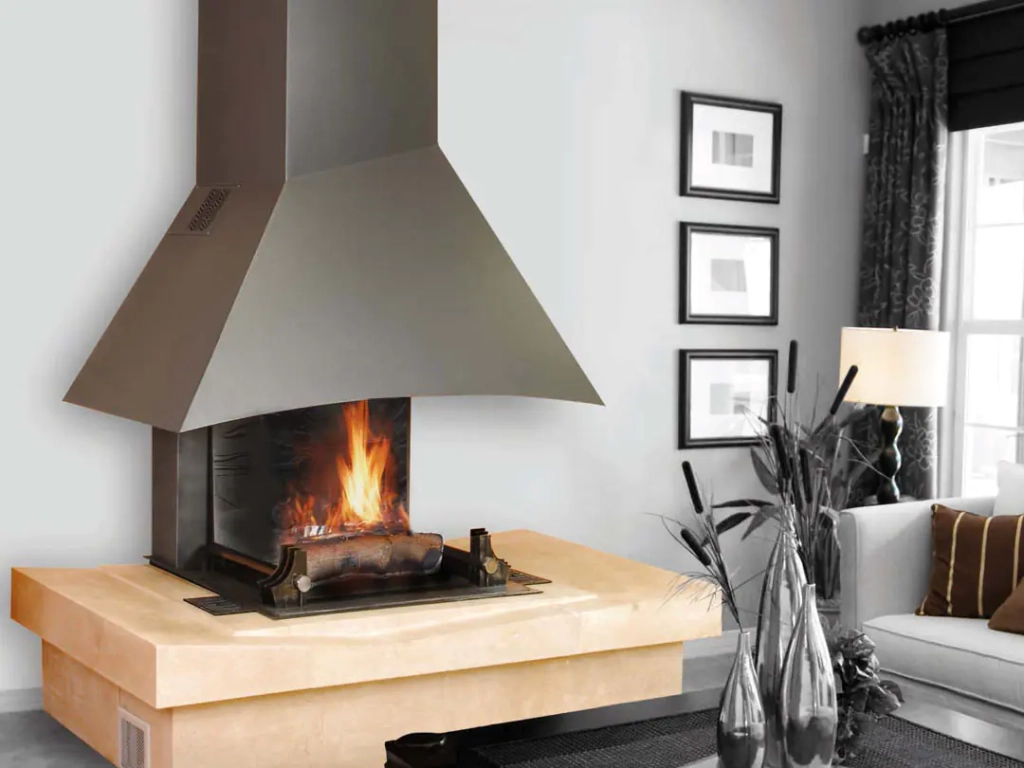 Cheminée design avec système Polyflam