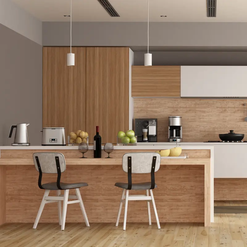 Cuisine moderne minimaliste bois et blanc