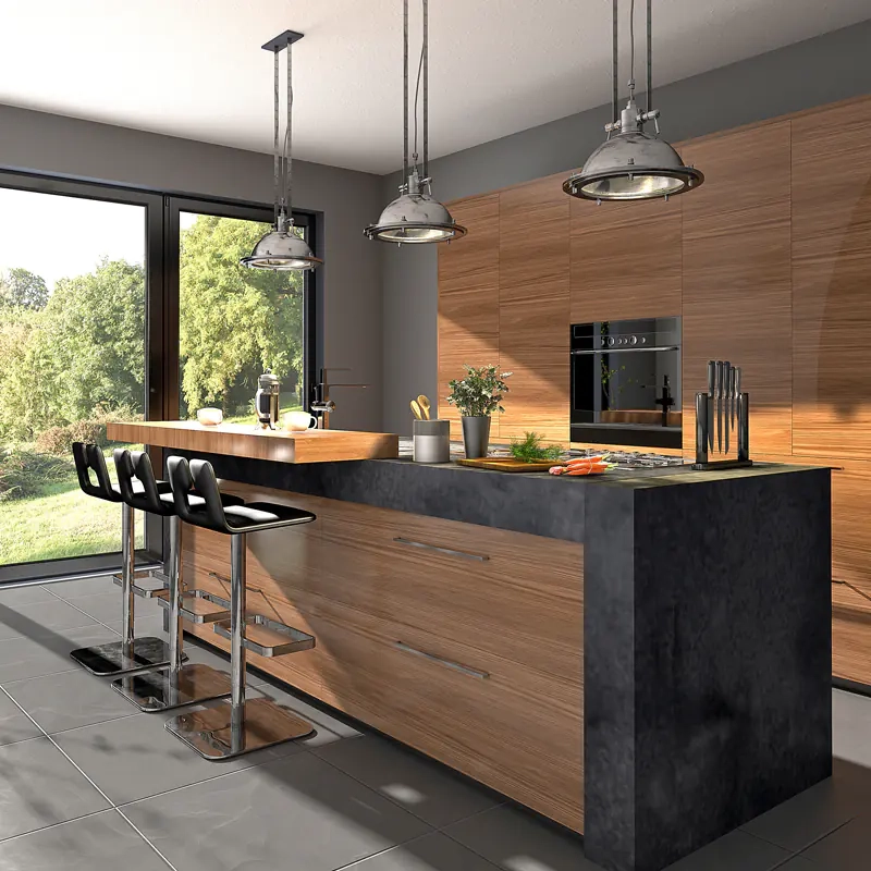 Cuisine moderne en 2 pans bois
