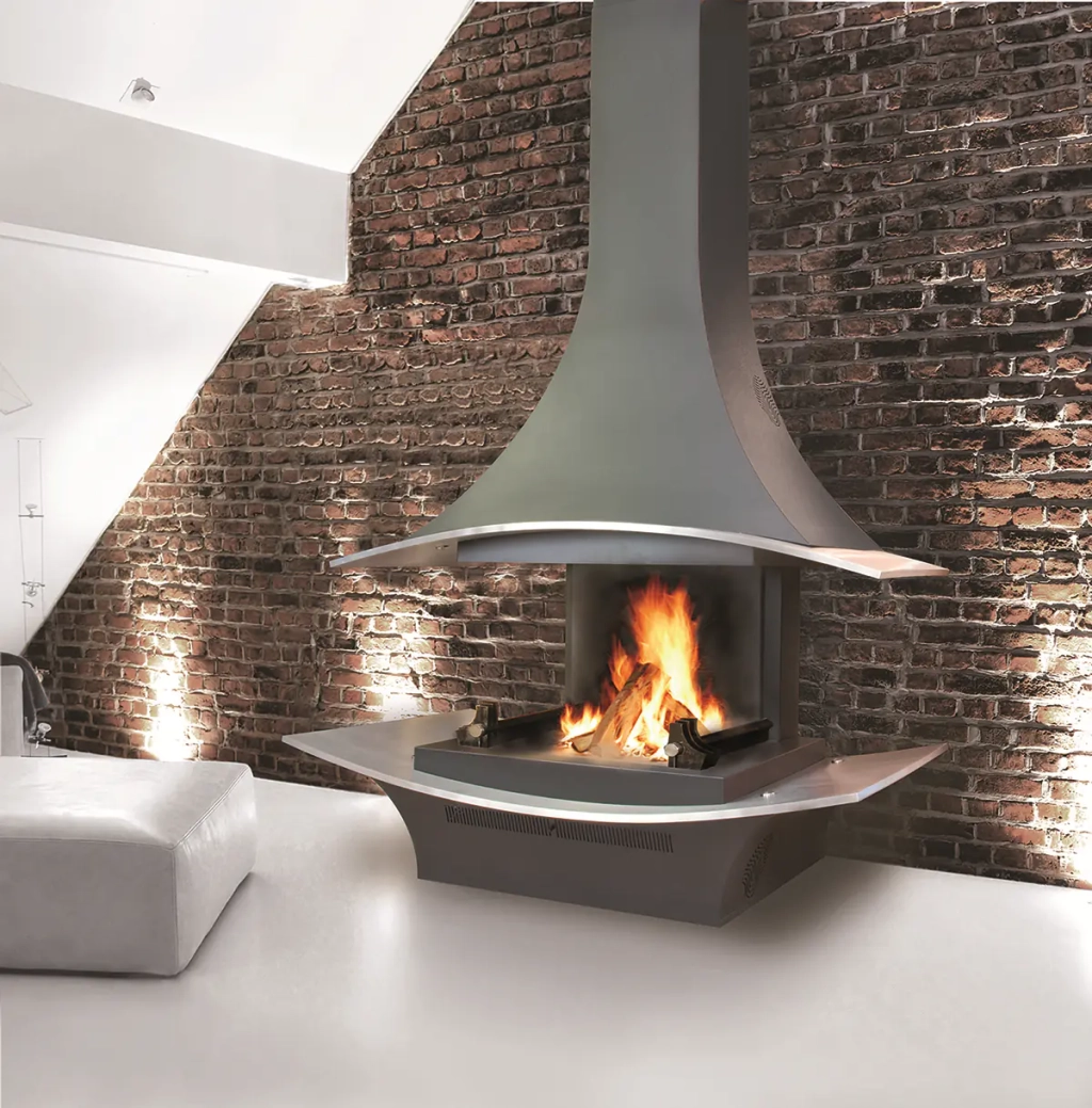 Cheminée métal et inox avec système Polyflam